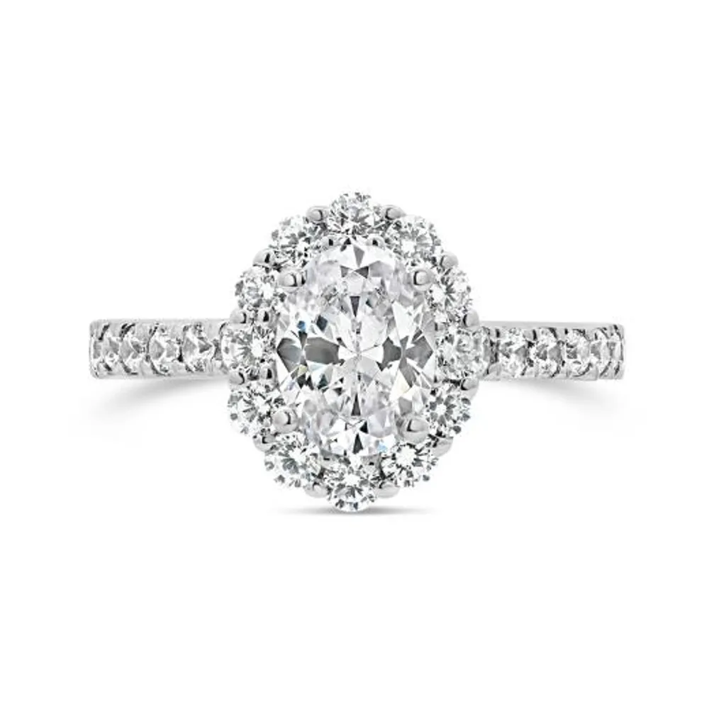 Jenny Packham 18K White Gold Lab Grown 2.00CTW Oval Cut Diamond Bridal Ring