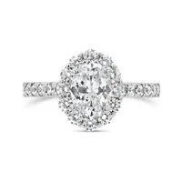 Jenny Packham 18K White Gold Lab Grown 2.00CTW Oval Cut Diamond Bridal Ring