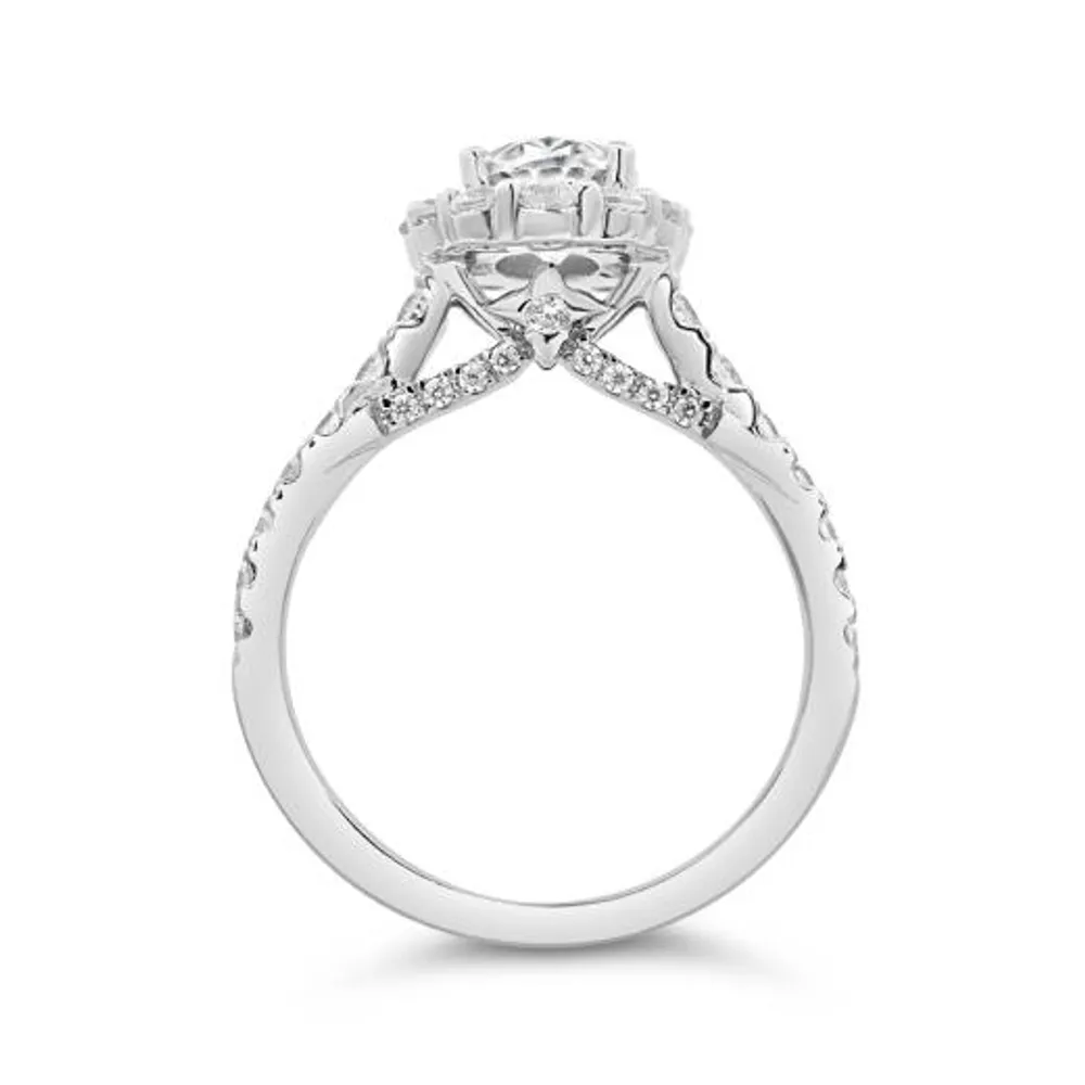 Jenny Packham 18K White Gold Lab Grown 2.00CTW Oval Cut Diamond Bridal Ring