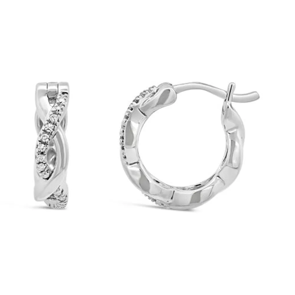 Infinite Love 10K White Gold Diamond Hoop Earrings