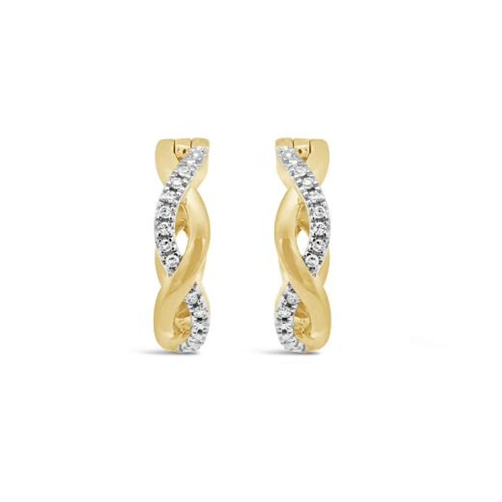 Infinite Love 10K Yellow Gold Diamond Hoop Earrings