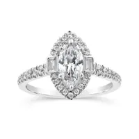 Jenny Packham 18K White Gold Lab Grown 1.50CTW Marquise Diamond Bridal Ring