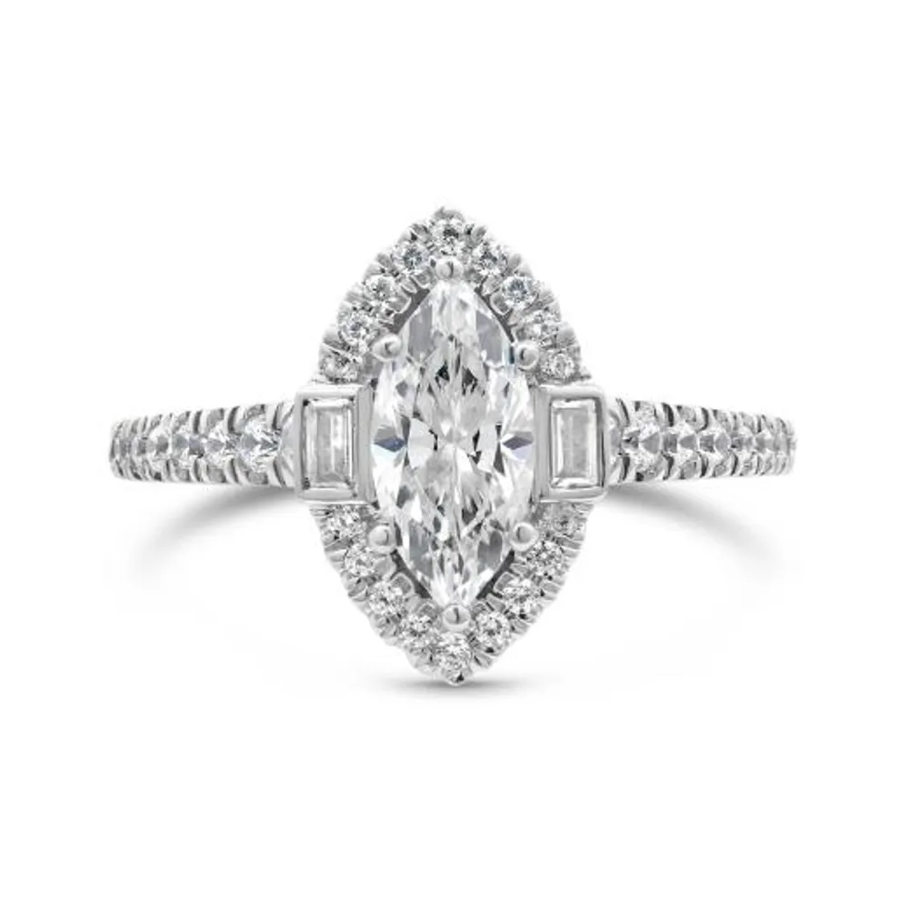 Jenny Packham 18K White Gold Lab Grown 1.50CTW Marquise Diamond Bridal Ring