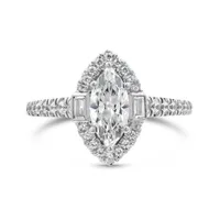 Jenny Packham 18K White Gold Lab Grown 1.50CTW Marquise Diamond Bridal Ring