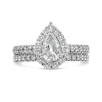 Jenny Packham 18K White Gold Lab Grown 1.75CTW Pear Shaped Diamond Bridal Set