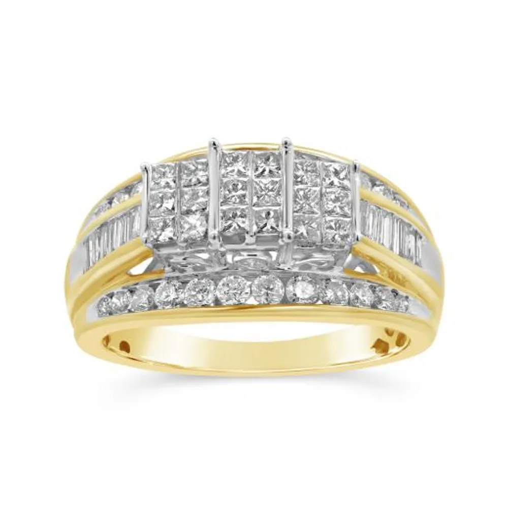 10K Yellow Gold 1.00CTW Princessa Diamond Ring