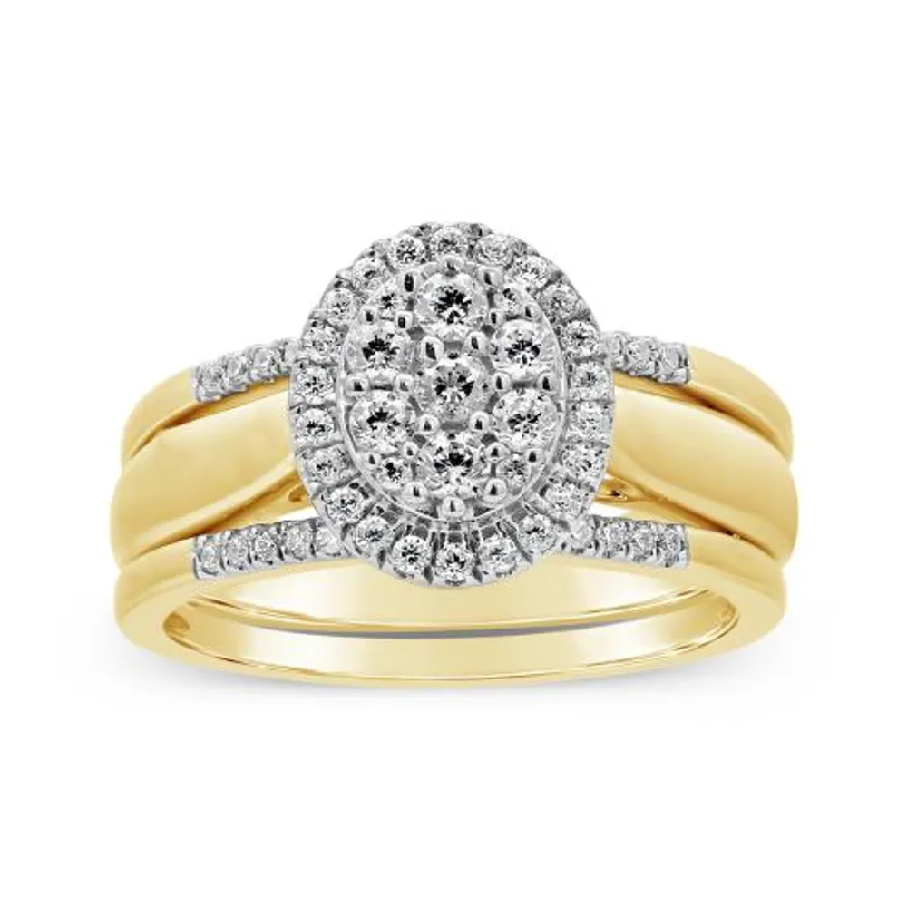 10K Yellow Gold 0.50CTW Three Piece Diamond Bridal Set