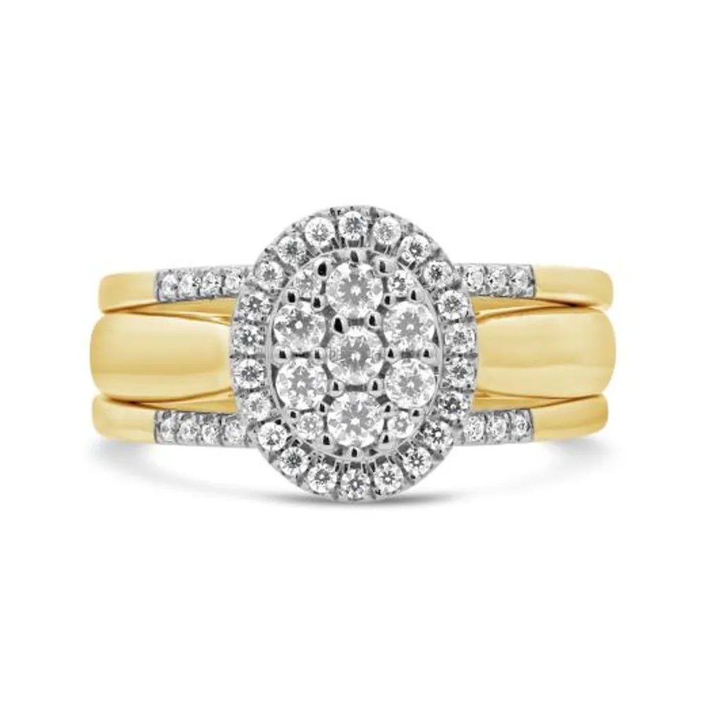 10K Yellow Gold 0.50CTW Three Piece Diamond Bridal Set