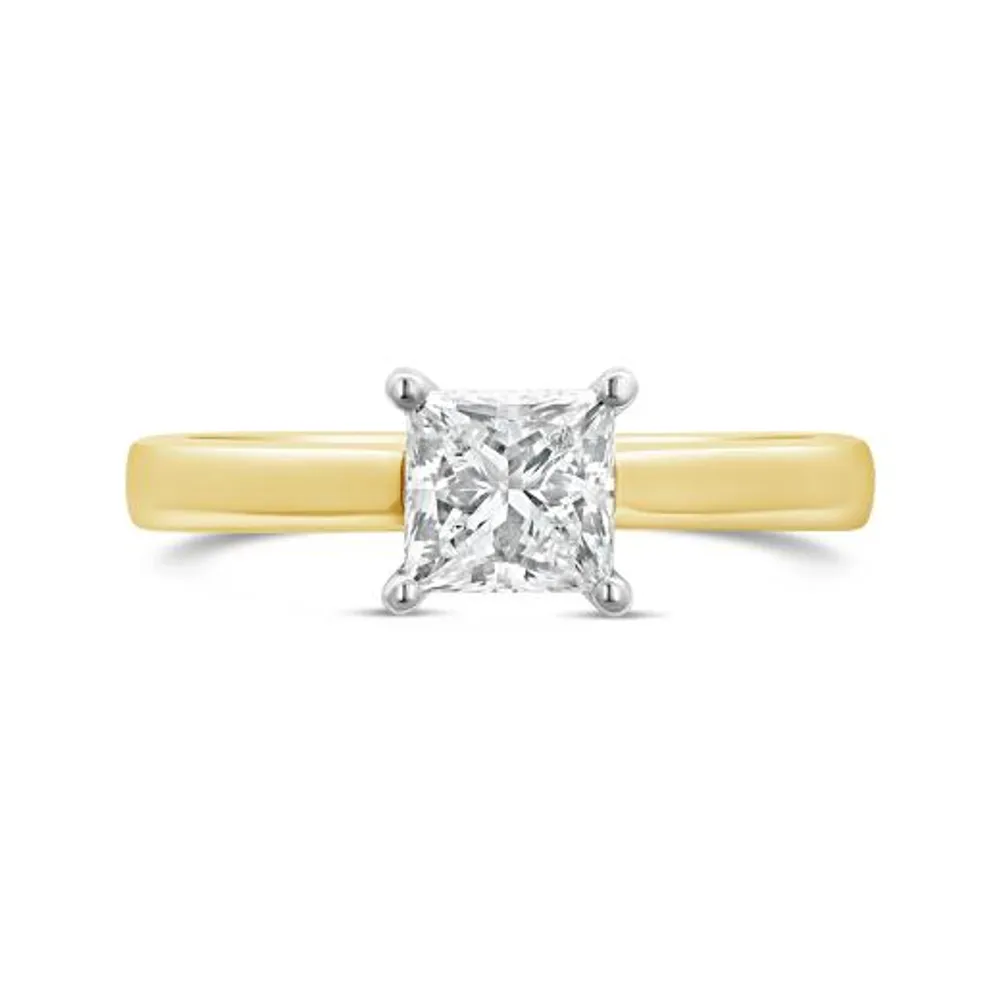 New Brilliance 14K Yellow Gold Lab Grown 1.00CT Princess Cut Diamond Ring