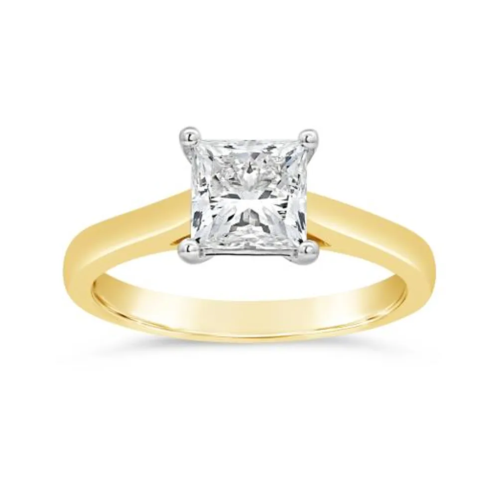 New Brilliance 14K Yellow Gold Lab Grown 1.50CT Princess Cut Diamond Ring