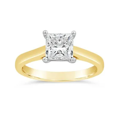 New Brilliance 14K Yellow Gold Lab Grown 1.50CT Princess Cut Diamond Ring