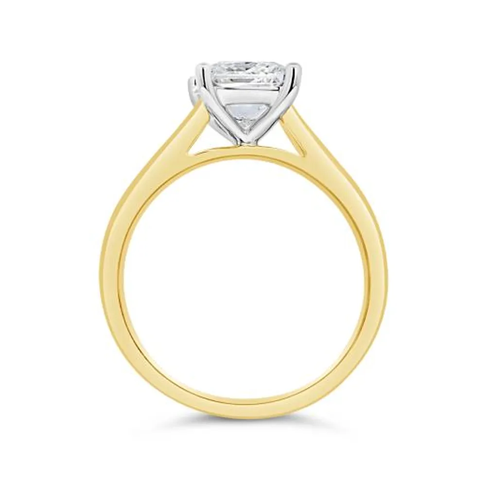 New Brilliance 14K Yellow Gold Lab Grown 1.50CT Princess Cut Diamond Ring