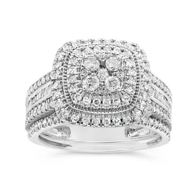 10K White Gold 1.00CTW Diamond Bridal Set