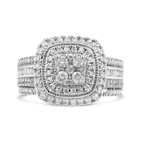 10K White Gold 1.00CTW Diamond Bridal Set