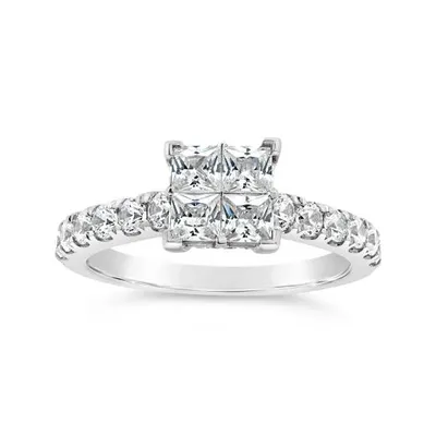 14K White Gold 1.52CTW Princessa Diamond Bridal Ring