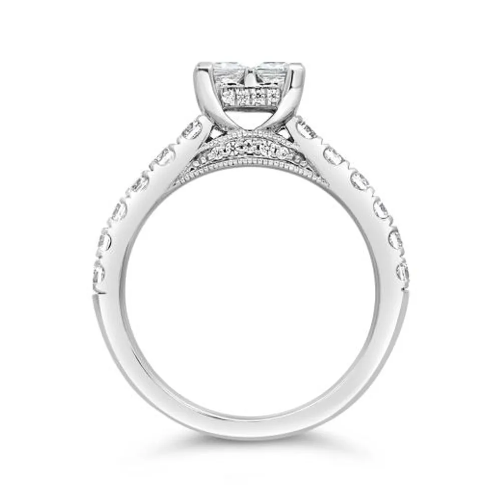 14K White Gold 1.52CTW Princessa Diamond Bridal Ring