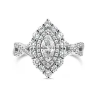 My Diamond Story 14K White Gold Canadian 1.33CTW Marquise Diamond Bridal Ring