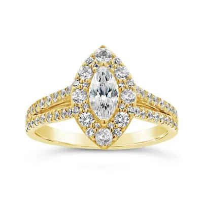 My Diamond Story 14K Yellow Gold Canadian 1.50CTW Marquise Diamond Bridal Ring