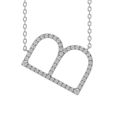 New Brilliance Sterling Silver Lab Grown 0.75CTW Diamond Initial "B" Necklace