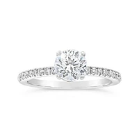 Blossom 14K White Gold Lab Grown 1.23CTW Diamond Solitaire Ring with Accents