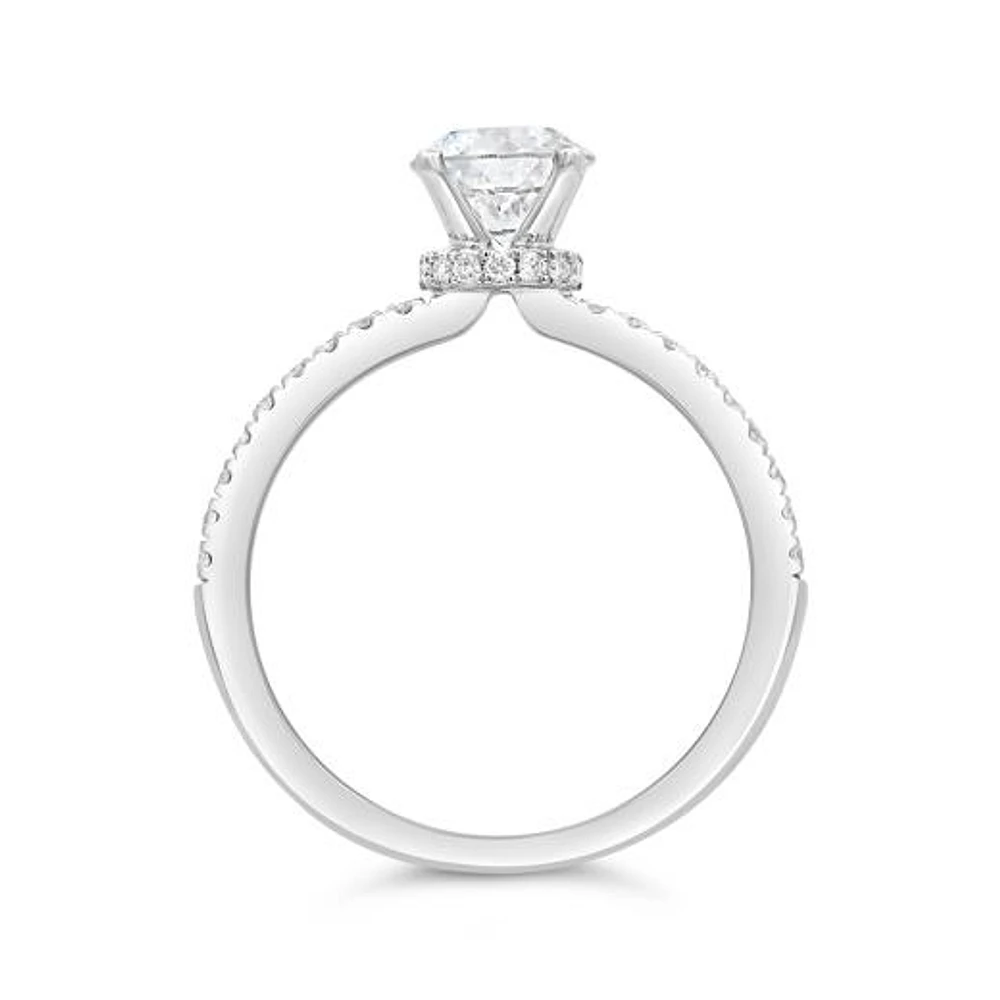Blossom 14K White Gold Lab Grown 1.23CTW Diamond Solitaire Ring with Accents