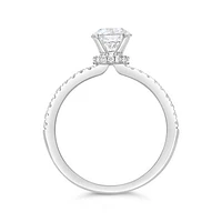 Blossom 14K White Gold Lab Grown 1.23CTW Diamond Solitaire Ring with Accents