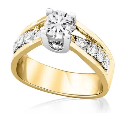 Blossom 14K Yellow Gold Lab Grown 1.65CTW Diamond Solitaire Ring with Accents