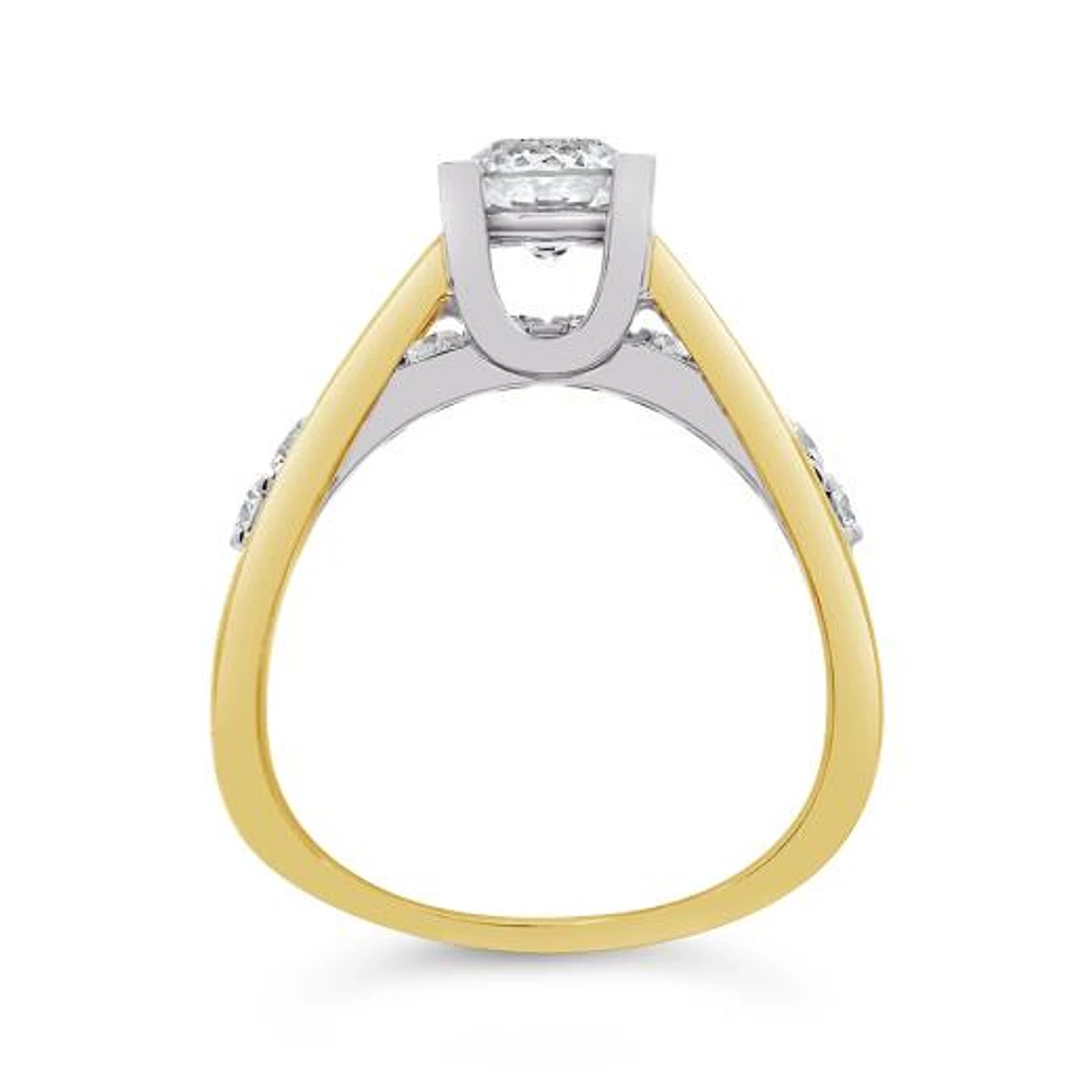Blossom 14K Yellow Gold Lab Grown 1.65CTW Diamond Solitaire Ring with Accents