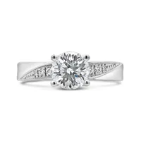 Blossom 14K White Gold Lab Grown 1.57CTW Diamond Solitaire Ring with Accents