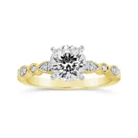 Blossom 14K Yellow Gold Lab Grown 1.64CTW Diamond Solitaire Ring with Accents