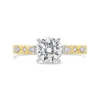 Blossom 14K Yellow Gold Lab Grown 1.64CTW Diamond Solitaire Ring with Accents
