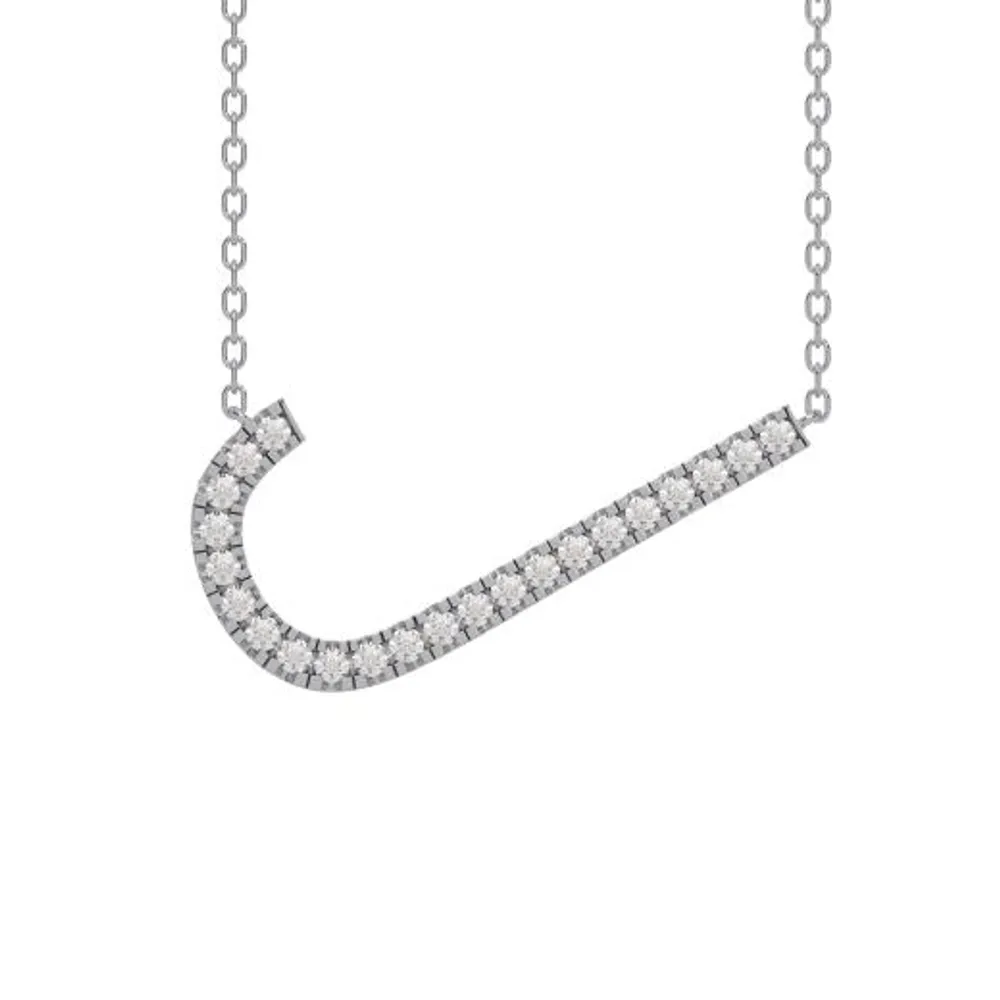 New Brilliance Sterling Silver Lab Grown 0.75CTW Diamond Initial "J" Necklace