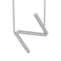 New Brilliance Sterling Silver Lab Grown 0.75CTW Diamond Initial "N" Necklace