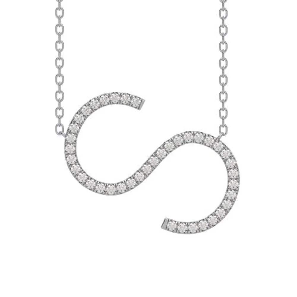 New Brilliance Sterling Silver Lab Grown 0.75CTW Diamond Initial "S" Necklace