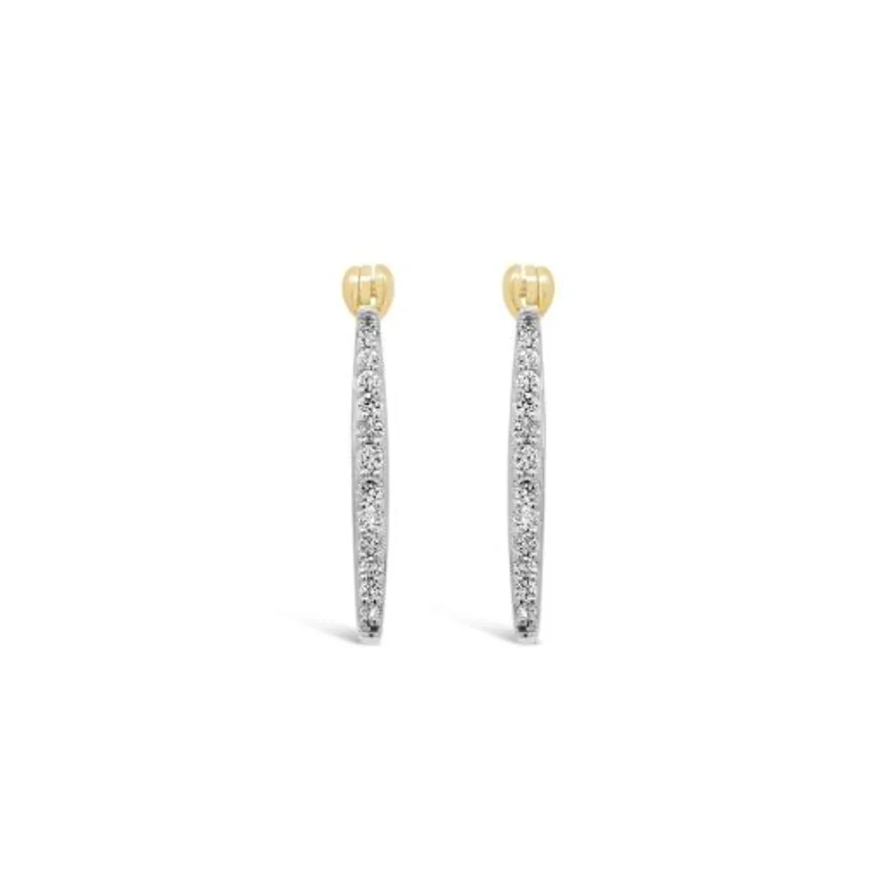 10K Yellow Gold 0.12CTW Diamond Square Shape Hoop Earrings