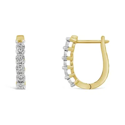 10K Yellow Gold Diamond Hoop Earrings