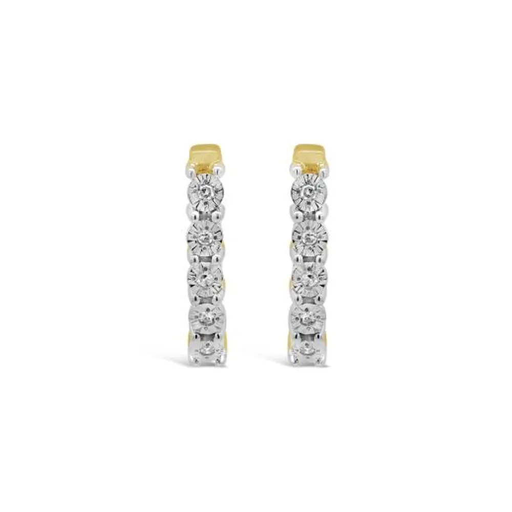 10K Yellow Gold Diamond Hoop Earrings