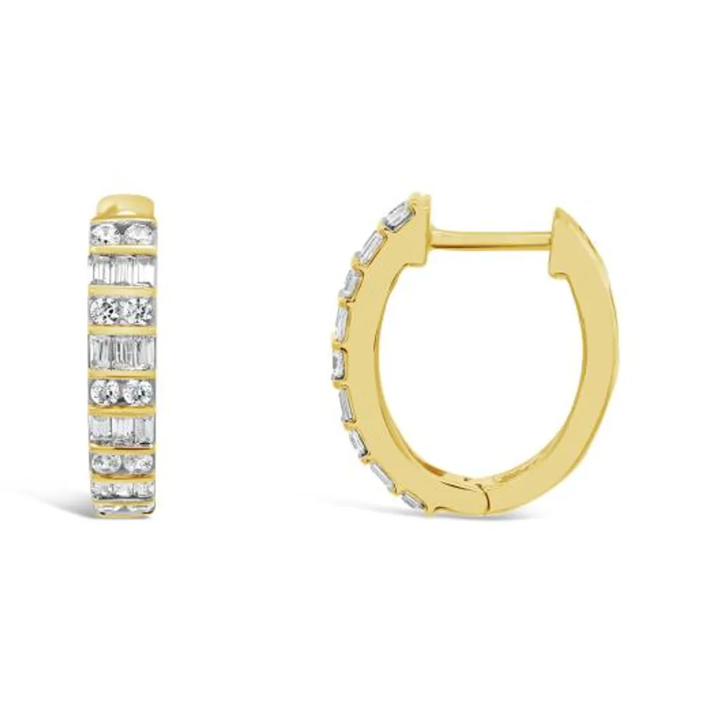 10K Yellow Gold 0.50CTW Diamond Hoop Earrings