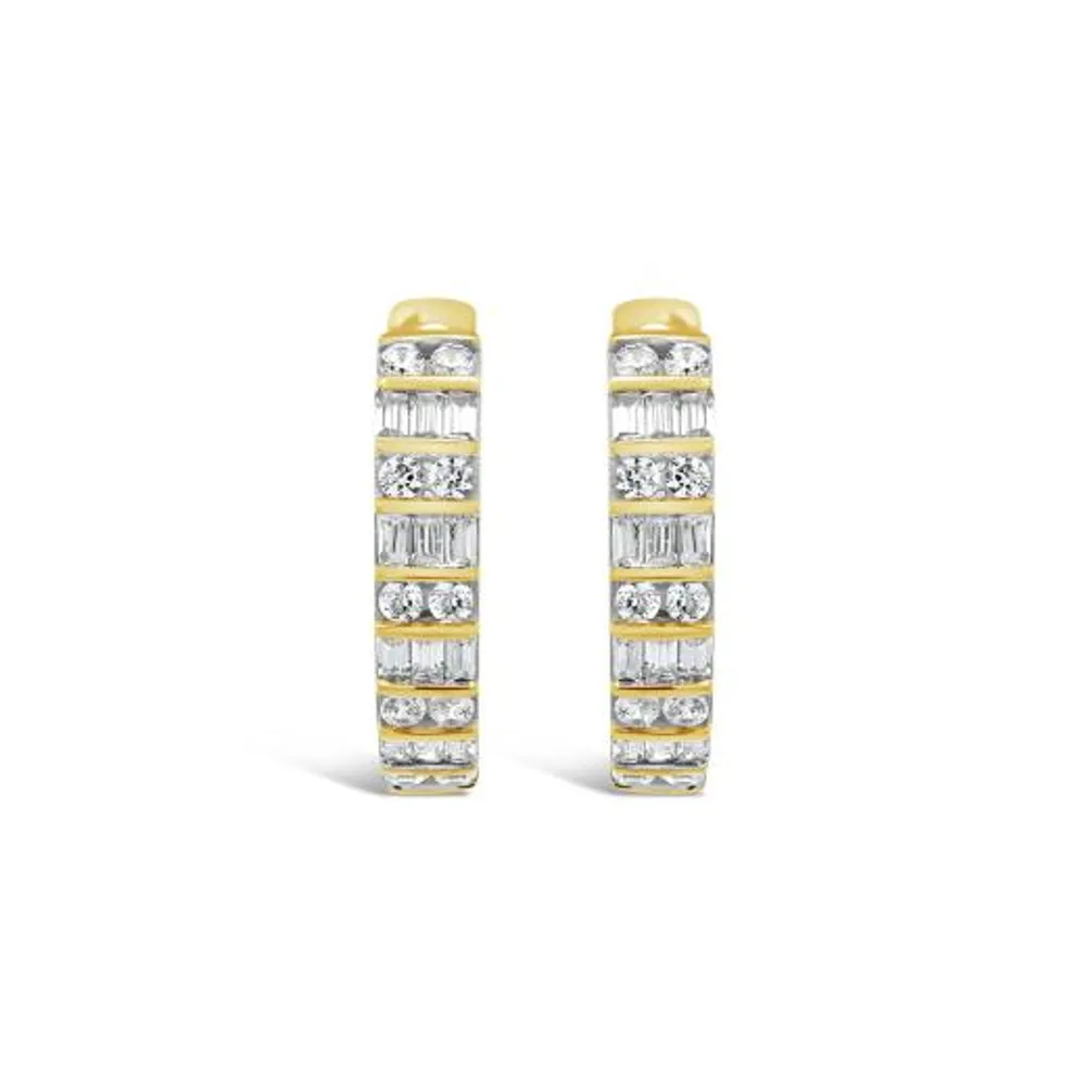 10K Yellow Gold 0.50CTW Diamond Hoop Earrings