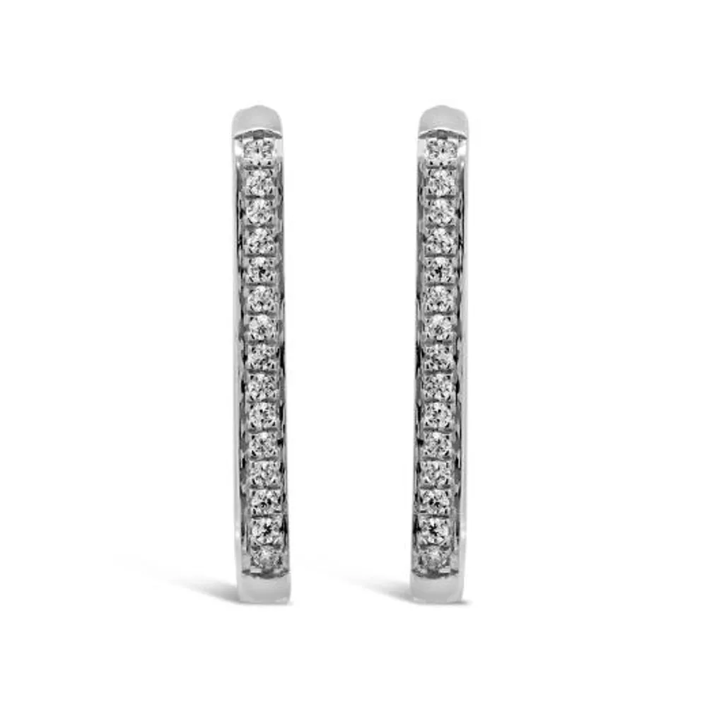 Sterling Silver 0.18CTW Diamond Hoop Earrings