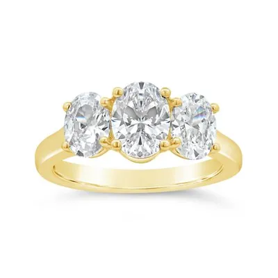 New Brilliance 14K Yellow Gold Lab Grown 2.00CTW Oval Diamond Three-Stone Ring