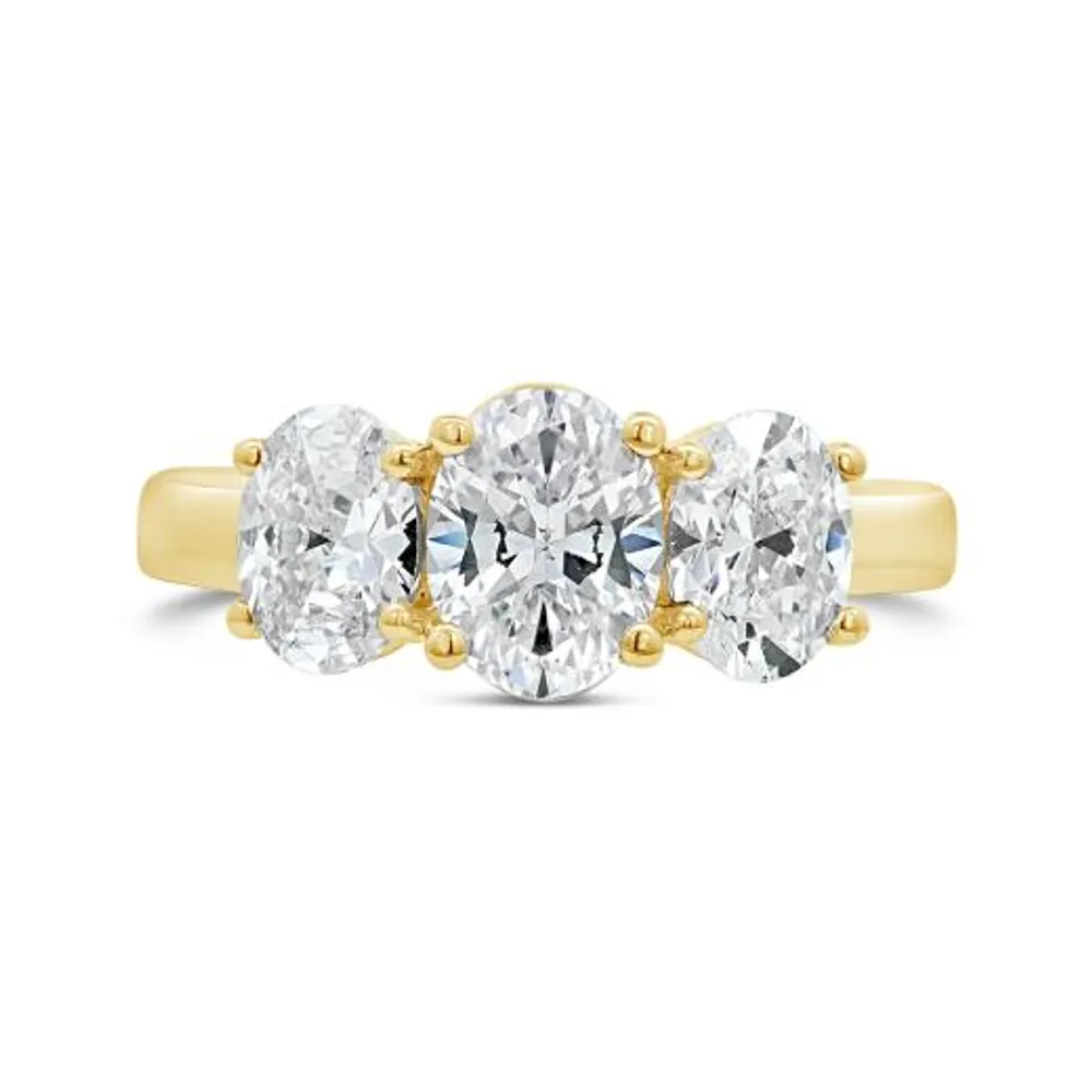 New Brilliance 14K Yellow Gold Lab Grown 2.00CTW Oval Diamond Three-Stone Ring