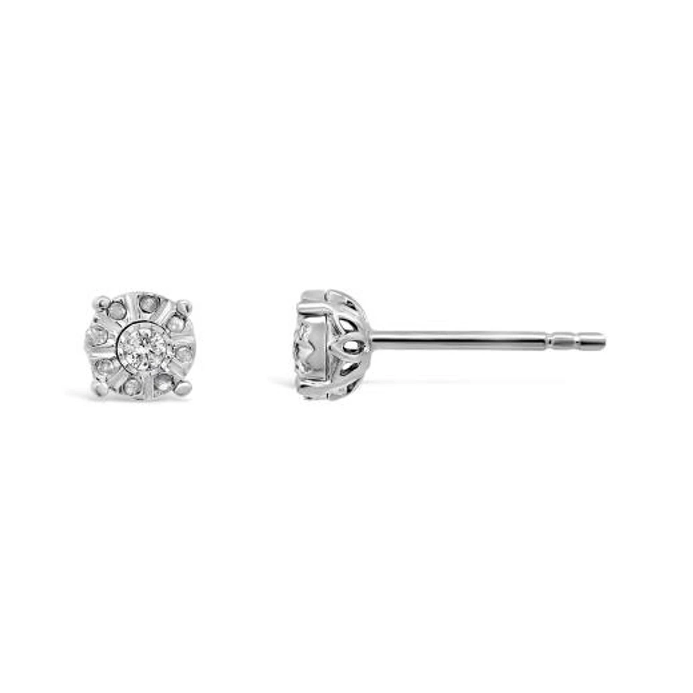 Sterling Silver Diamond Stud Earrings