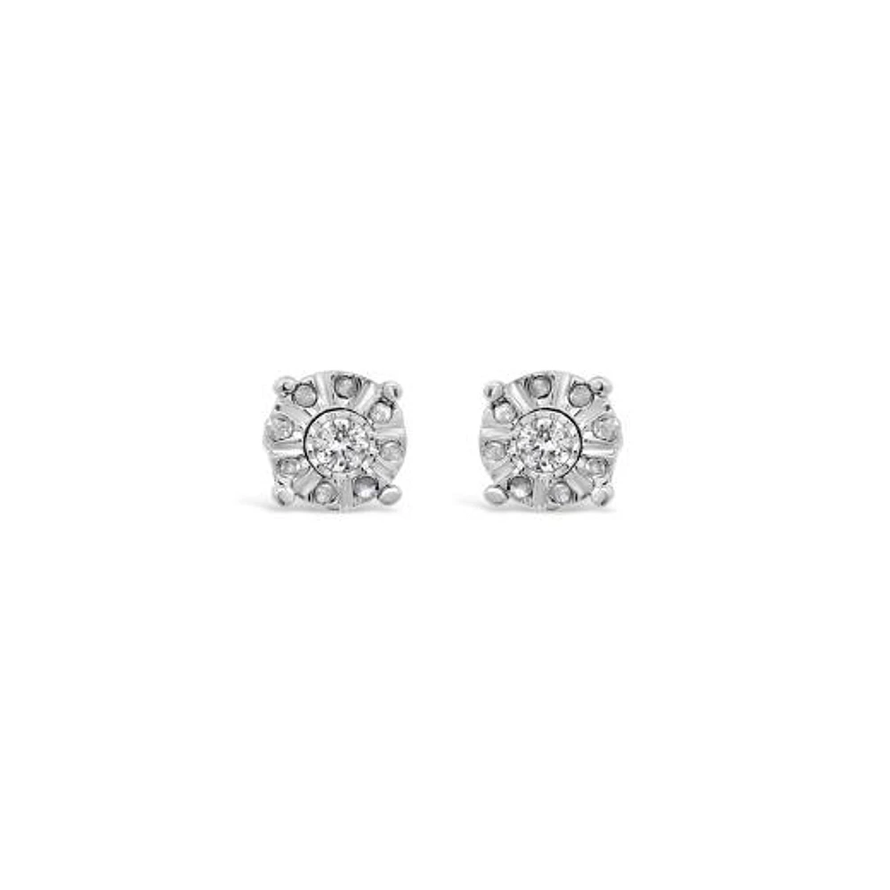 Sterling Silver Diamond Stud Earrings