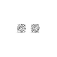 Sterling Silver Diamond Stud Earrings
