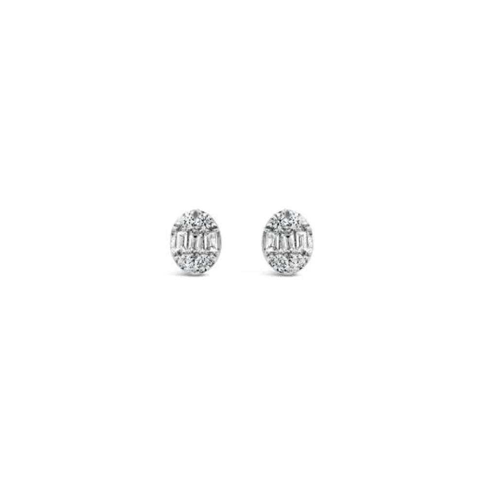 Bouquet 10K White Gold 0.13CTW Diamond Fashion Stud Earrings