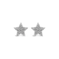 Radiant Universe Sterling Silver Diamond Star Earrings