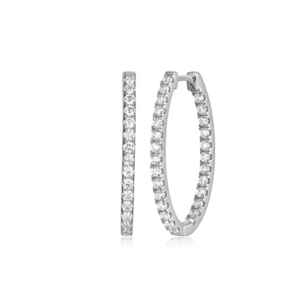 Sterling Silver Cubic Zirconia Hoop Earrings