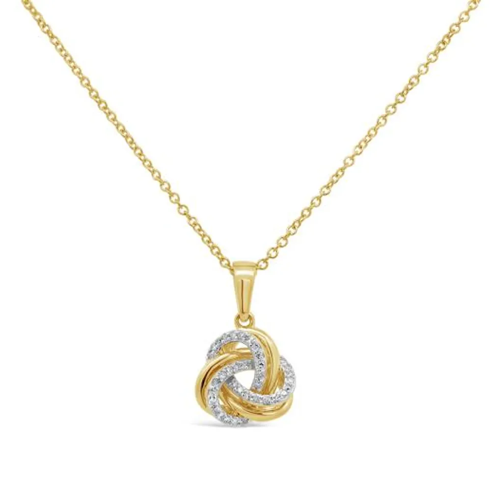 10K Yellow Gold Diamond Love Knot Pendant