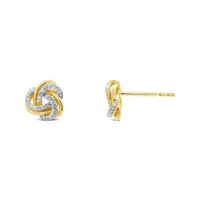 10K Yellow Gold 0.12CTW Diamond Love Knot Earrings